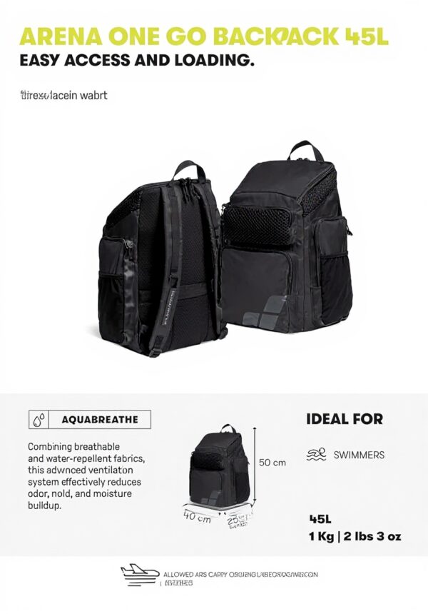 Zaino Arena One Go 45L Nuoto Sport Multisport Backpack